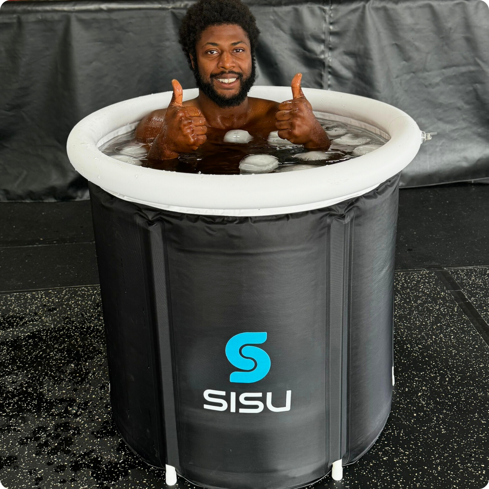 A man immerses himself in the Kotka Cold Pod for cold therapy.